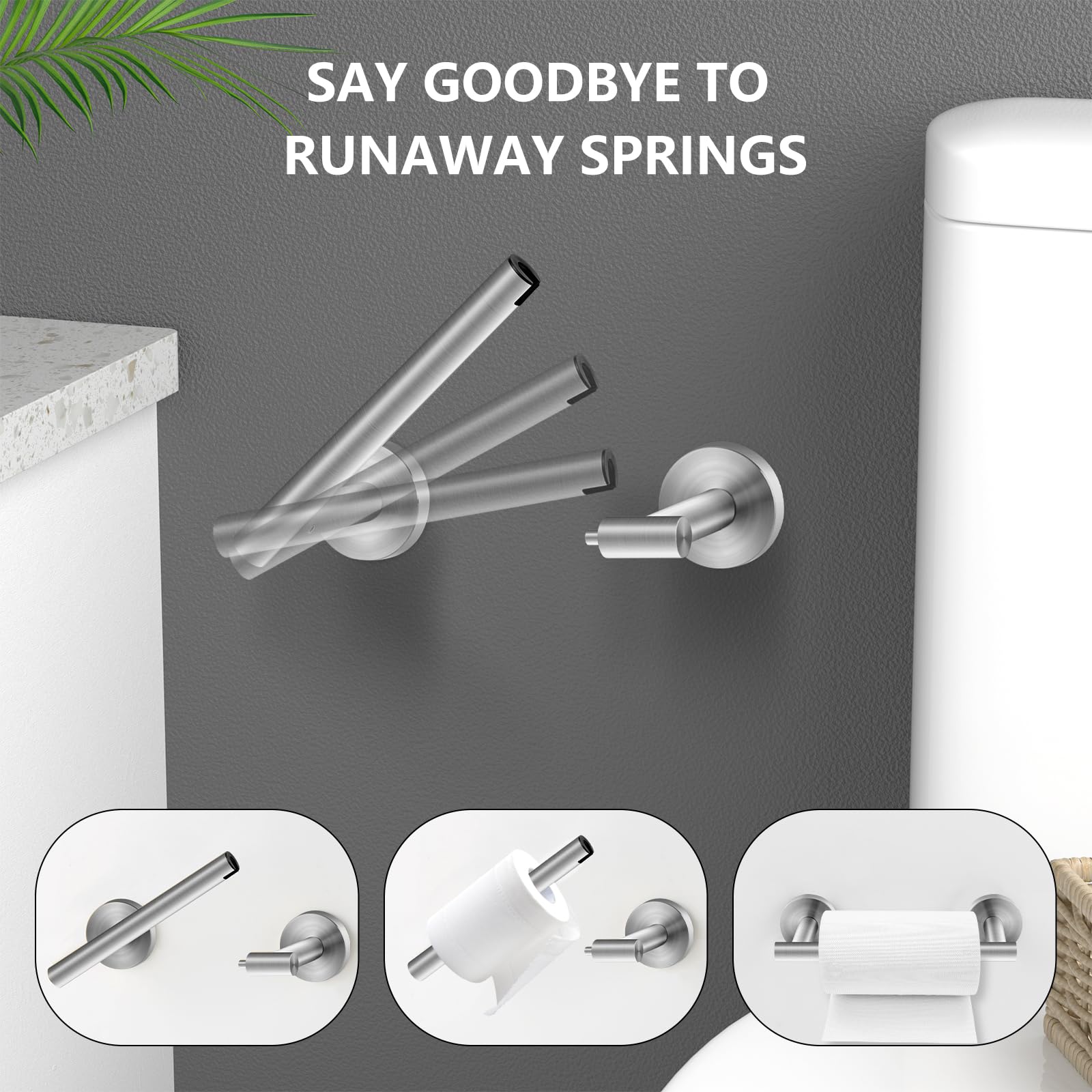 Brushed Nickel Toilet Paper Holder & Towel Ring, SUS 304 Stainless Steel Silver Bathroom Hardware Set with Pivoting Toilet Paper Roll Holder Wall Mount for Bathroom