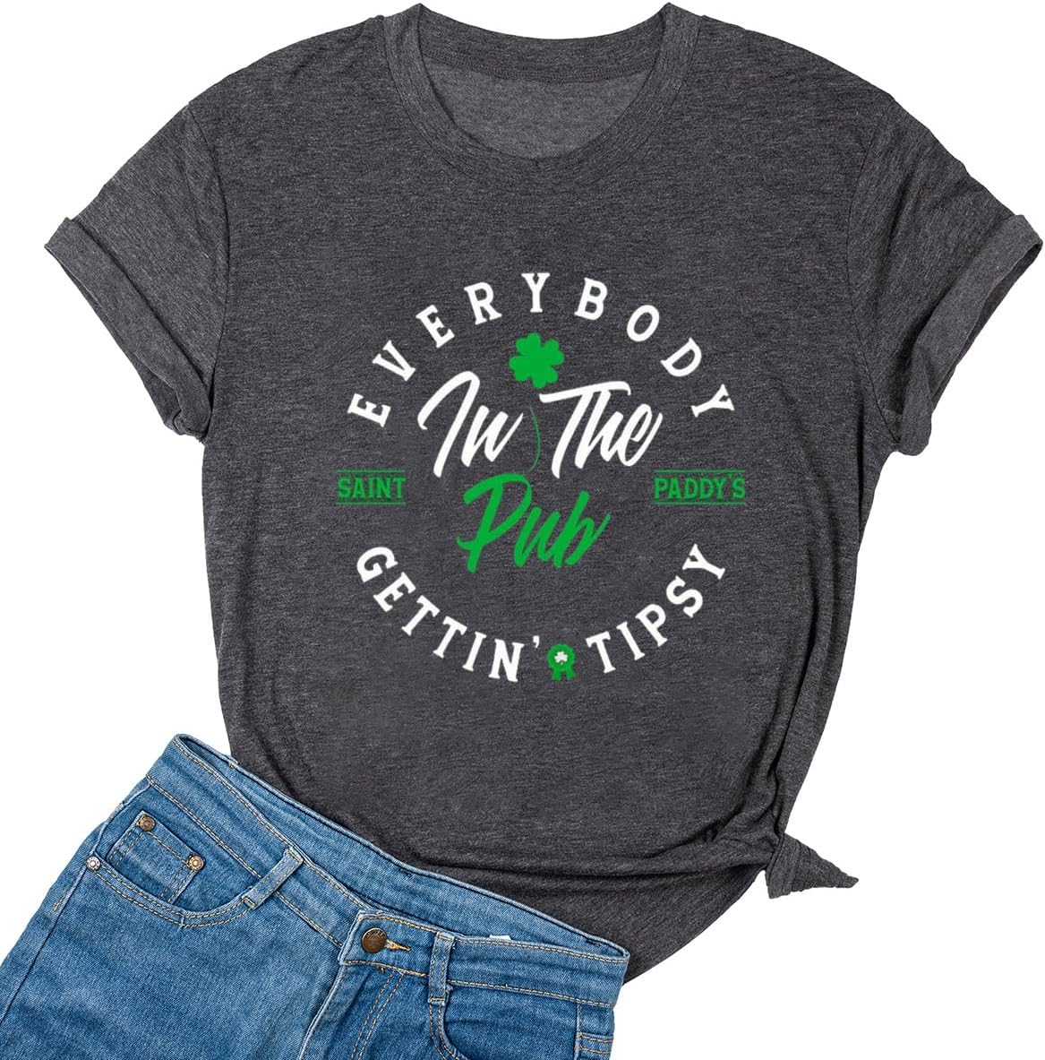 Yimoya St Patricks Day Shirt Women Irish Slainte Shirts Everybody in The Pub T Shirts Lucky Shirts