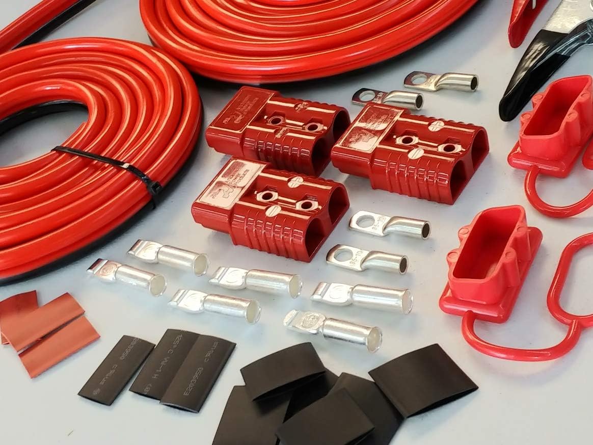 PolePalUSA 32ft DIY Winch Jump Booster Permanent (or Non perm) Quick Connect Trailer 1ga - Red
