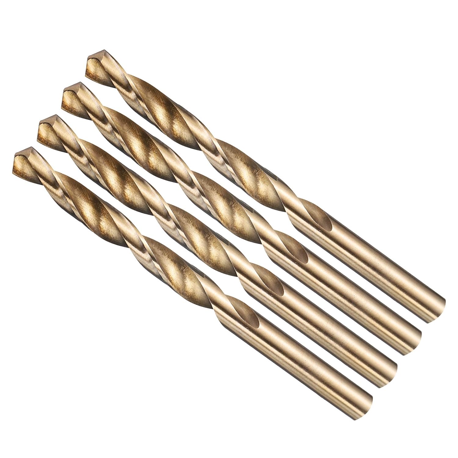 METALLIXITY Drill Bit (21/64") 4Pcs, 4241 High-Speed Steel Straight Shank Gold Finish 118° for Wood Plastic Iron Copper Aluminum Low Soft Metal