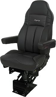 Seats Inc Legacy Silver Air-Ride Truck Seat | DuraLeather D2 Tech High Back Black - Ultimate Driver Comfort