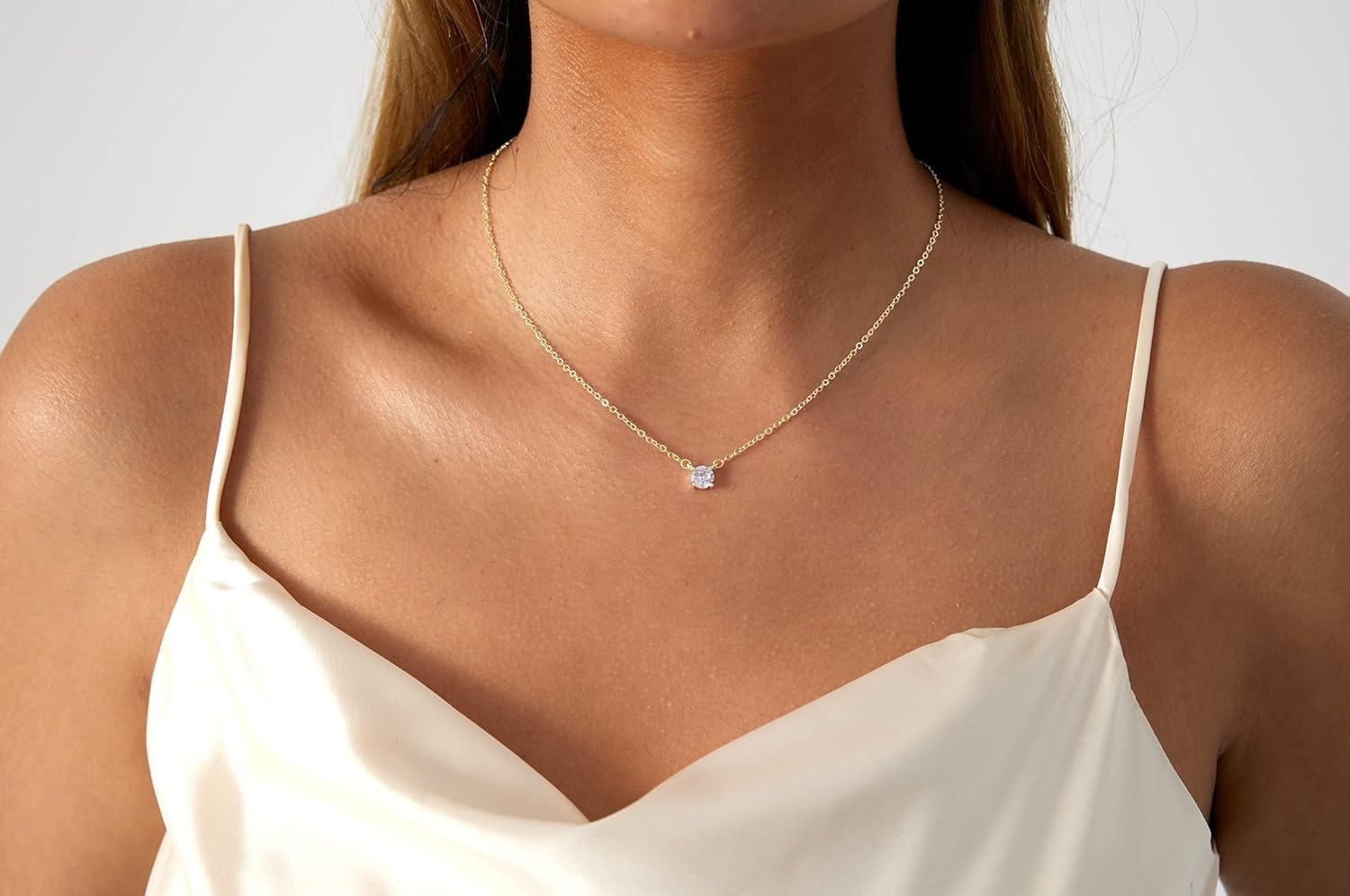 Kyerlyn Cubic Zirconia Choker Heart Shaped Diamond Choker Solitaire Necklace for Women Dainty Gold Filled Tiny CZ Diamond Choker Necklace… - Image 5