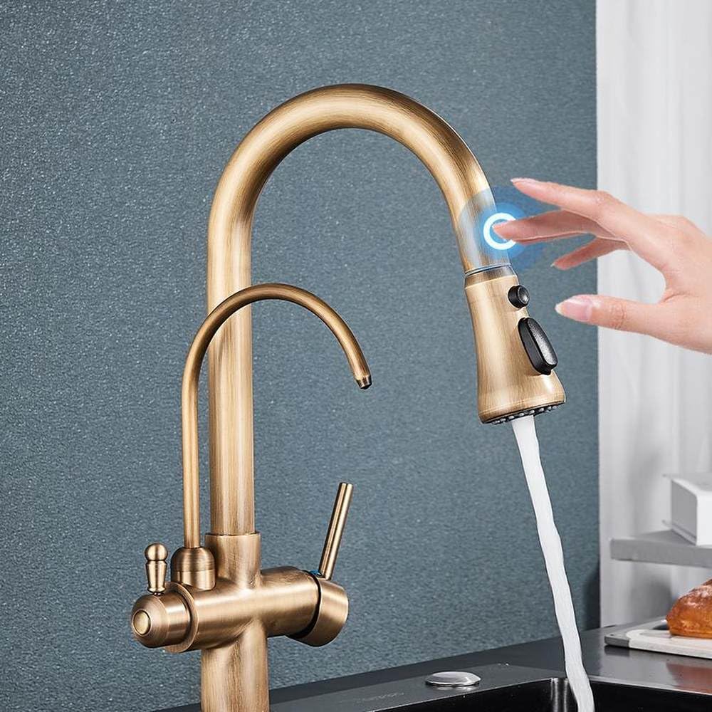 Robinet de cuisine à capteur tactile avec deux modes de jet et filtre intégré