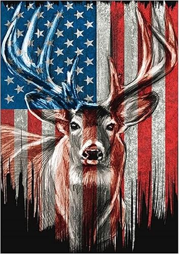 KTHOFCY Kits de pintura de diamantes 5D para adultos y niños, bandera estadounidense, ciervos, bordado completo, punto de cruz, pinturas de