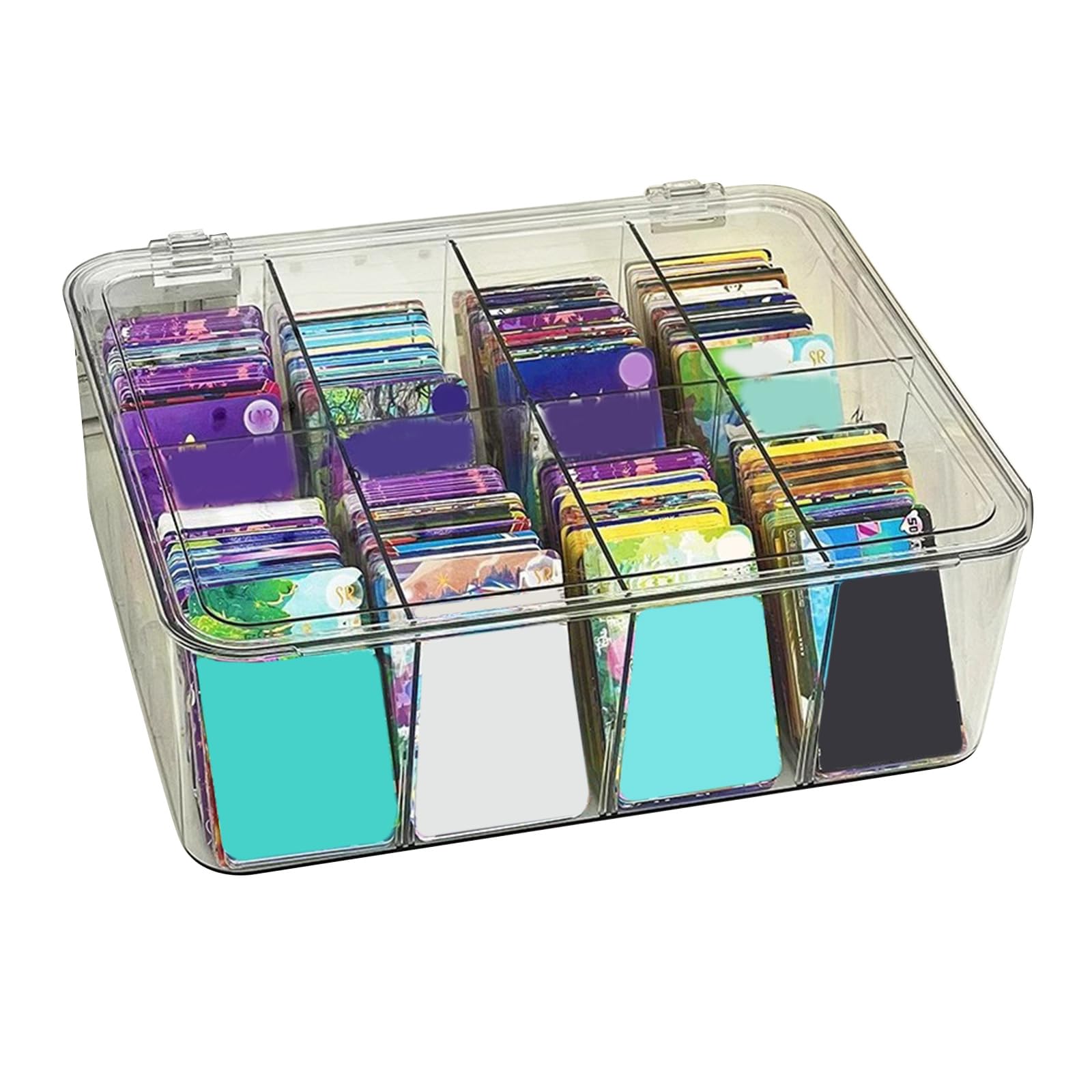 Caja de almacenamiento de tarjetas transparente con 6, 8 o 12 compartimentos para anime