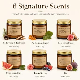 Scented Candles Gift Set for Women, 6 Pack Soy Wax Aromatherapy Candles, Long Lasting Scented Candles for Home Fragrance, Birthday, Christmas and Mother's Day, Mum, Wife and Friends, Up to 150 Hours [Energy Class A]
