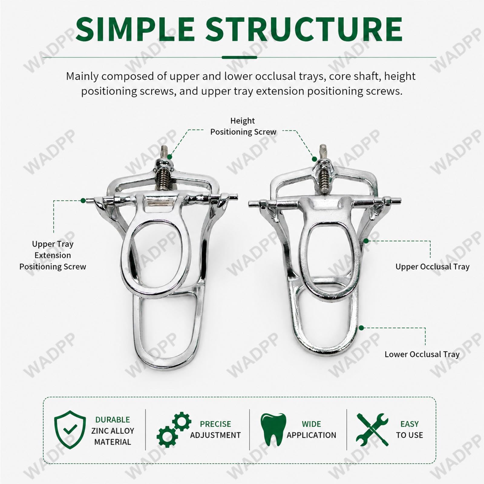Dental Artikulator Set 3 Größen aus Zinklegierung, Klein Mittel Groß, Verstellbarer Zahnmodellhalter für Dentallabor, Zahntechniker Ausbildung und Demonstrationszwecke