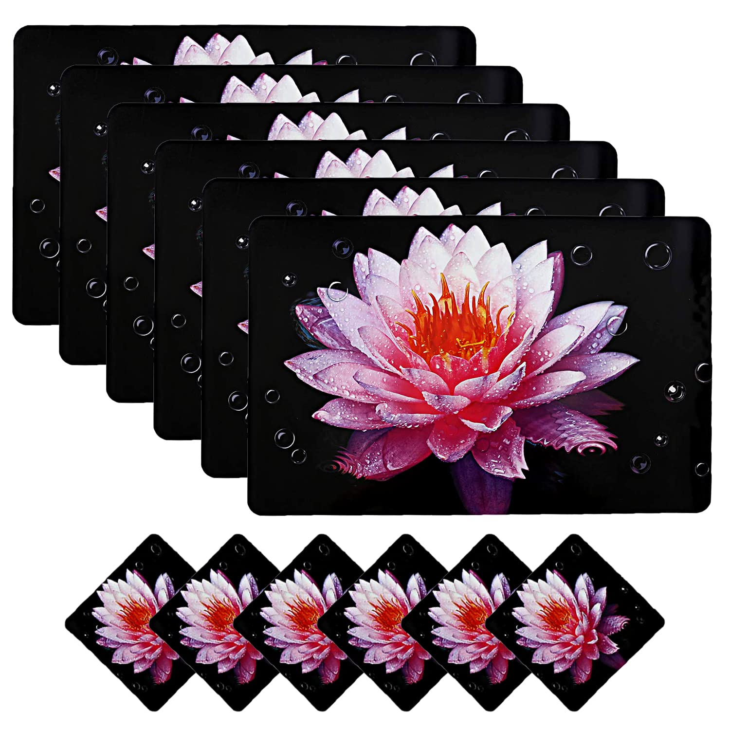 Floral Placemats & Coasters - Multicoloured Set of 6 -6