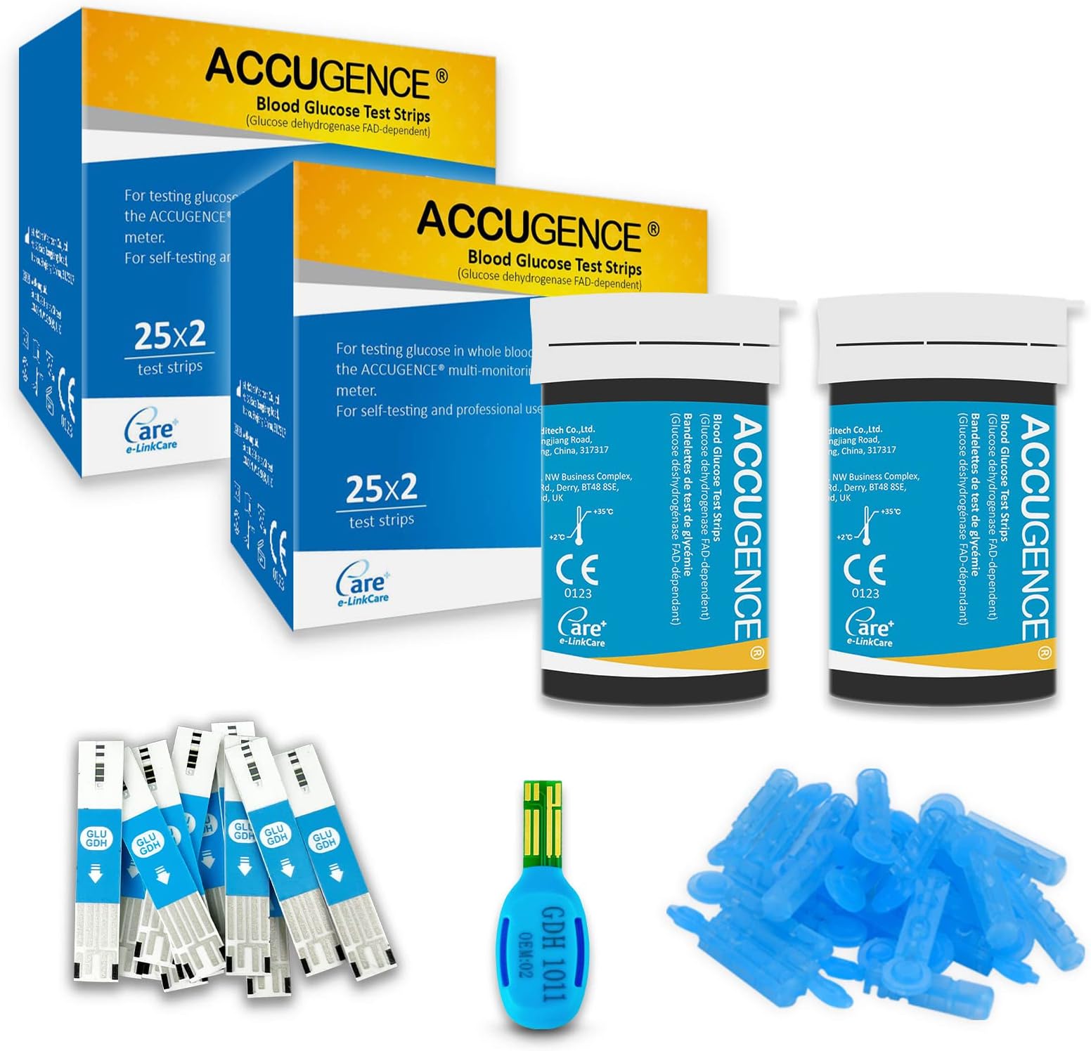 Blood Glucose Test Strips 100pcs with 100 Lancets Blood Sugar Test Strips (Suitable for ACCUGENCE PM900)