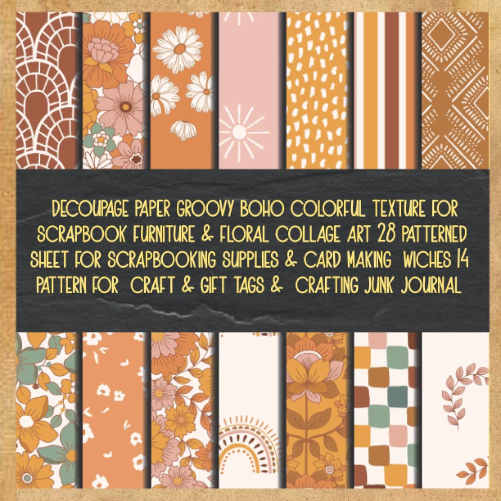 decoupage paper groovy boho colorful texture for scrapbook furniture & floral collage art 28 patterned sheet for scrapbooking supplies & card making .