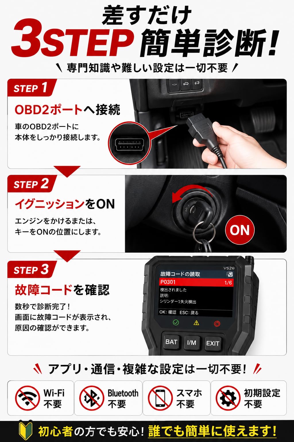 ⚠️確認用 Amazon.co.jp: QISI公式 OBD2 スキャナー 故障診断機 日本語対応