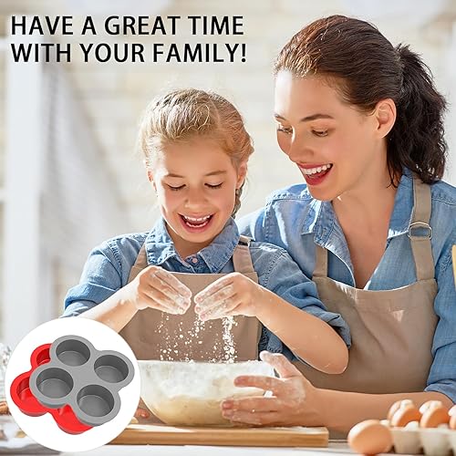 Miniatura 6 de Moldes de silicona para mordeduras de huevo, 4 tazas, moldes de silicona para huevos, ideales para magdalenas, pasteles, tartas, panes (2 unidades,