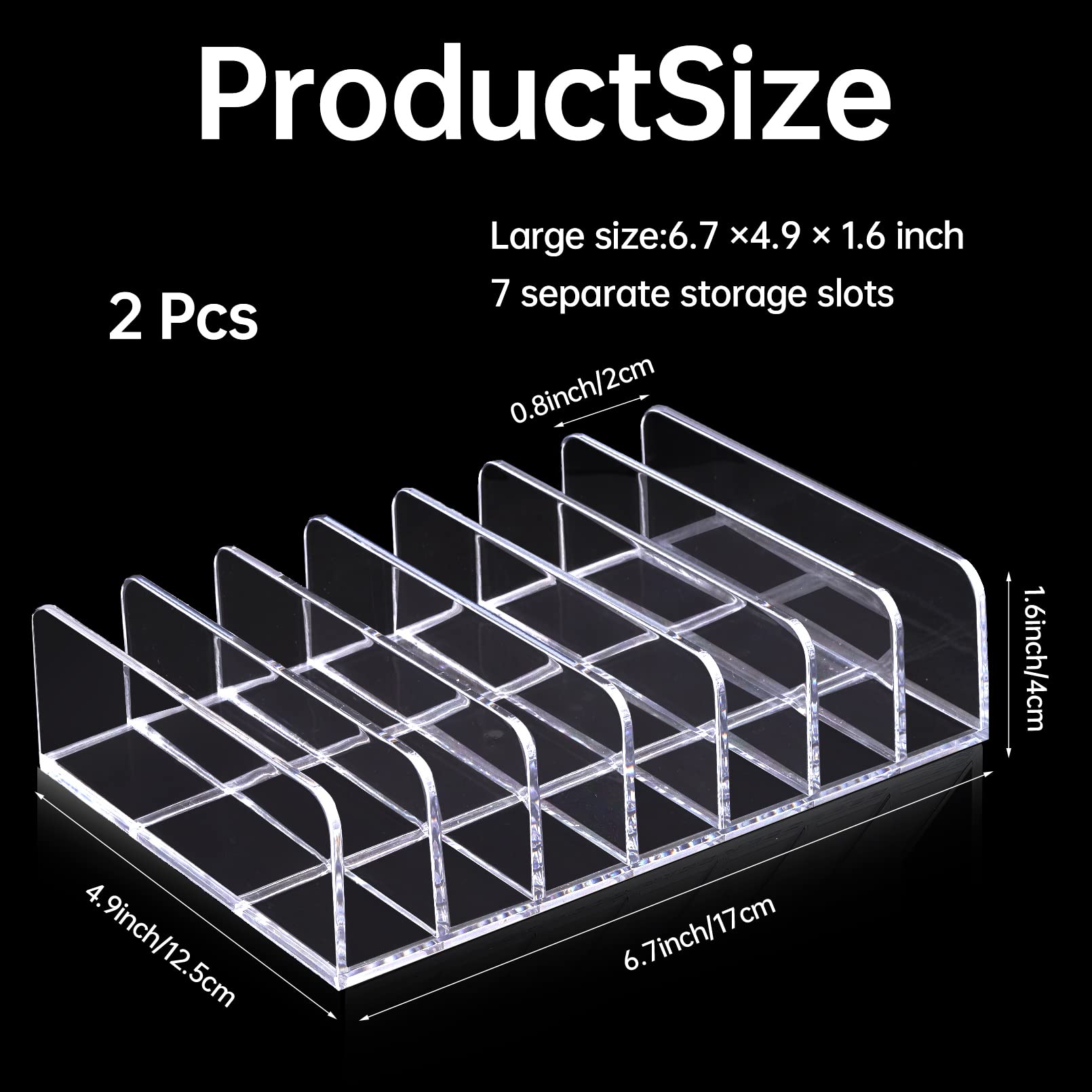 Organizador de paleta de maquillaje, paleta de sombra de ojos acrílica, organizador de maquillaje, paleta de sombra de ojos transparente, organizador de paleta de 7 secciones, soporte de maquillaje 3