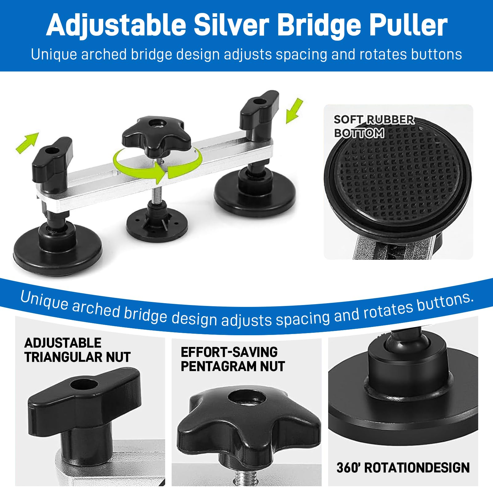 97pcs Dent Puller Kit, Car Dent Puller for Dent Removal, Paintless Dent Removal Kit with Golden Lifter, Bridge Puller, Slide Hammer T-Bar, Dent Remover Tool for Car Refrigerator Door Ding Repair