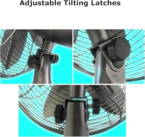 Miniatura 3 de Optimus Ventilador de mesa oscilante retro de 12 pulgadas, acabado de bronce aceitado, diseño antiguo de metal, motor silencioso, ventilador de