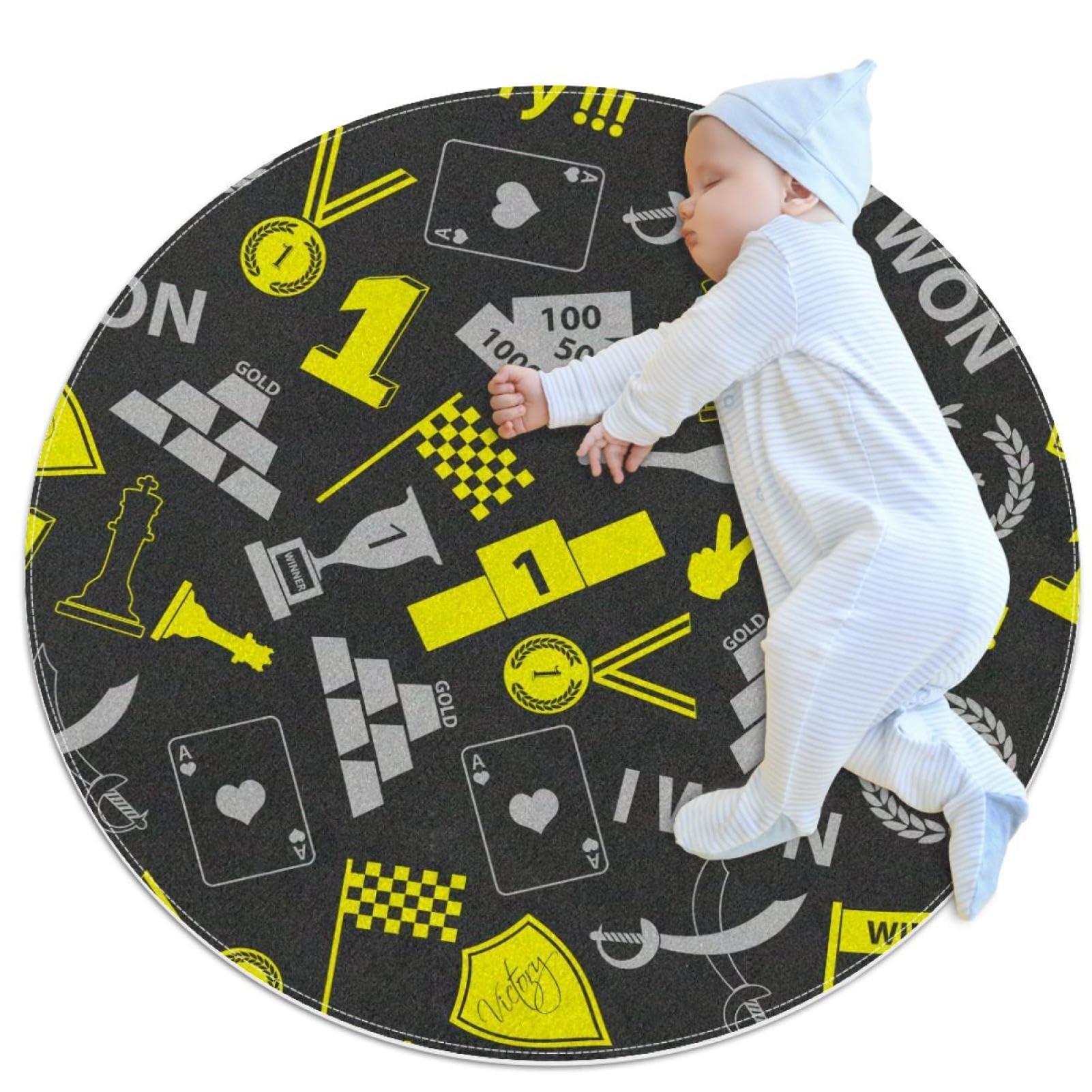 Tapis de salle de bain anti-glisse rond de 1m pour chambre d'enfant