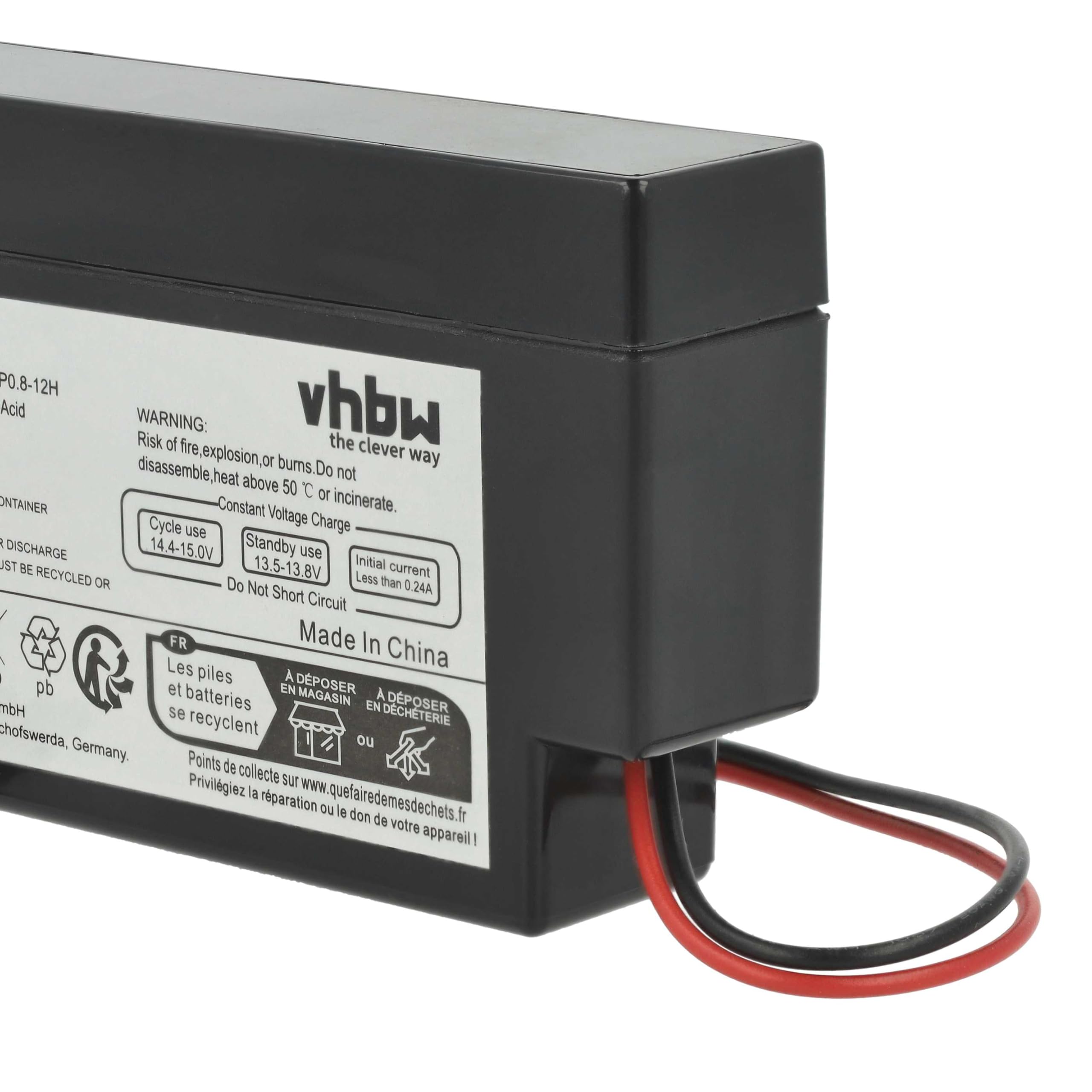vhbw 4x Batteria sostituisce Powersonic PS-1208 per (800mAh, 12V, AGM, connettore AMP)