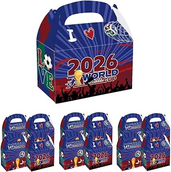 2026 World Cup Soccer Party Favor Boxes, Football Theme Gift Boxes, 12 Pack