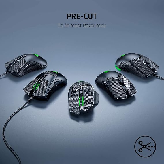 Razer Mouse Grip Tape - Grip DeathAdder V2 Mini için Razer Fare Kavrama Bandı (Kaymaz, Kendinden Yapışkanlı, Önceden Kesilmiş) Siyah