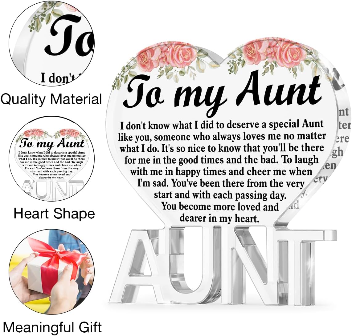 Clear Acrylic Decorative Sign for Aunt - Christmas & Birthday Gift from Niece - Image 3