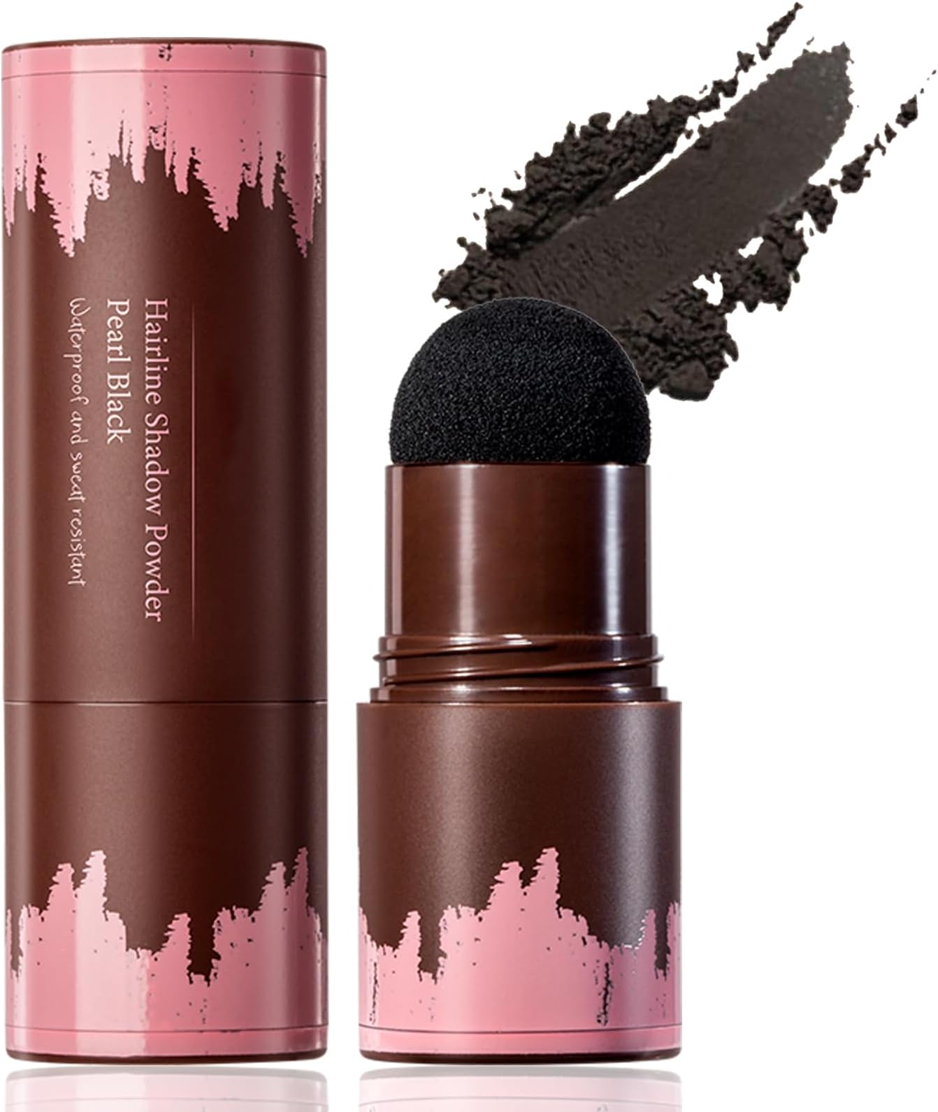 Hair Powder - Quickly Root Touch Up - Hairline Shadow Powder Stick - Waterproof Longlasting for Thicker Fuller Looking - Cover Thin Grey Hair Root Concealer - Modify Forehead Eyebrow Sponge (BLACK)