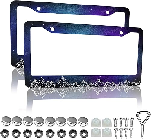 Miniatura 21 de Marcos de matrícula retro de rayas - 2 paquetes de soporte de matrícula divertidos y personalizados de acero inoxidable para piezas decorativas de