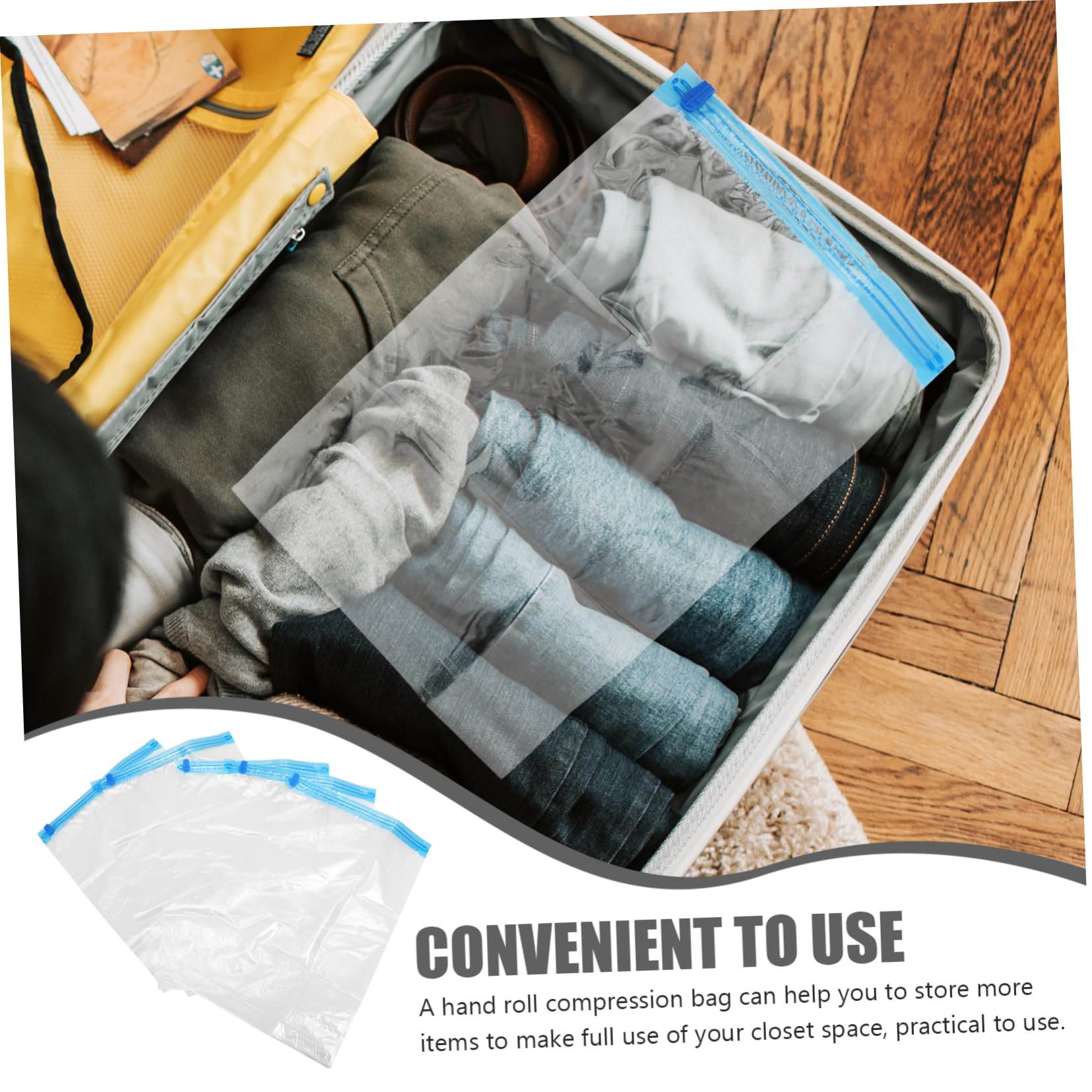 Rollo de 5 Piezas de Bolsa de compresión al vacío, Bolsas de Almacenamiento, Bolsas de Ropa Que ahorran Espacio, Bolsas selladoras al vacío, Viajes internacionales imprescindibles