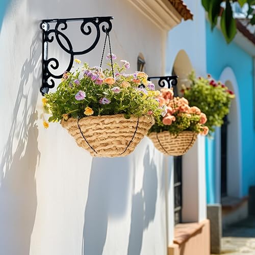 Miniatura 7 de Soportes para macetas colgantes, gancho para colgar plantas al aire libre, ganchos de pared victorianos de hierro resistente de 7.5 pulgadas para