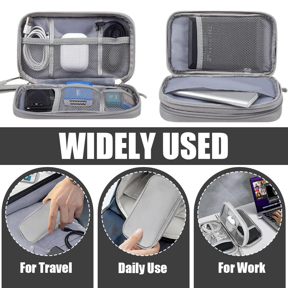 Custodia per Hard Disk, Custodia Hard Disk Esterno, Antiurto Rigida Cover Case, Borsa SSD HDD, Compatibile con SSD HDD, Cavi, Schede SD, Chiavetta USB, Power Bank, Grigio