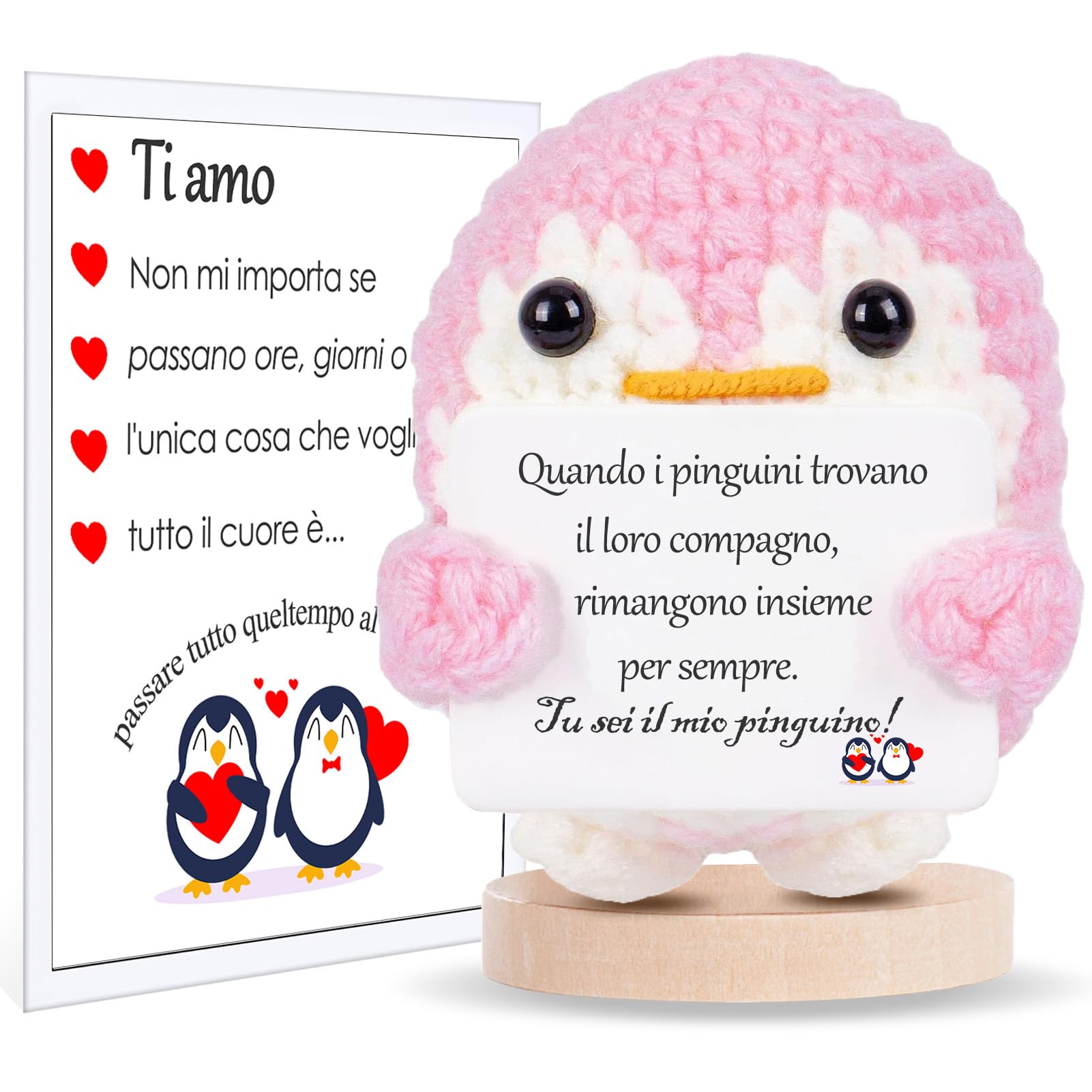 XBOCMY Regalo San Valentino per Lui Lei Pinguino Positivo Regali Per Lei Lui Regali Di Coppia Regalo Fidanzato Fidanzata Regalo Anniversario Per Lui Lei Regalo Anniversario Matrimonio (rosa)