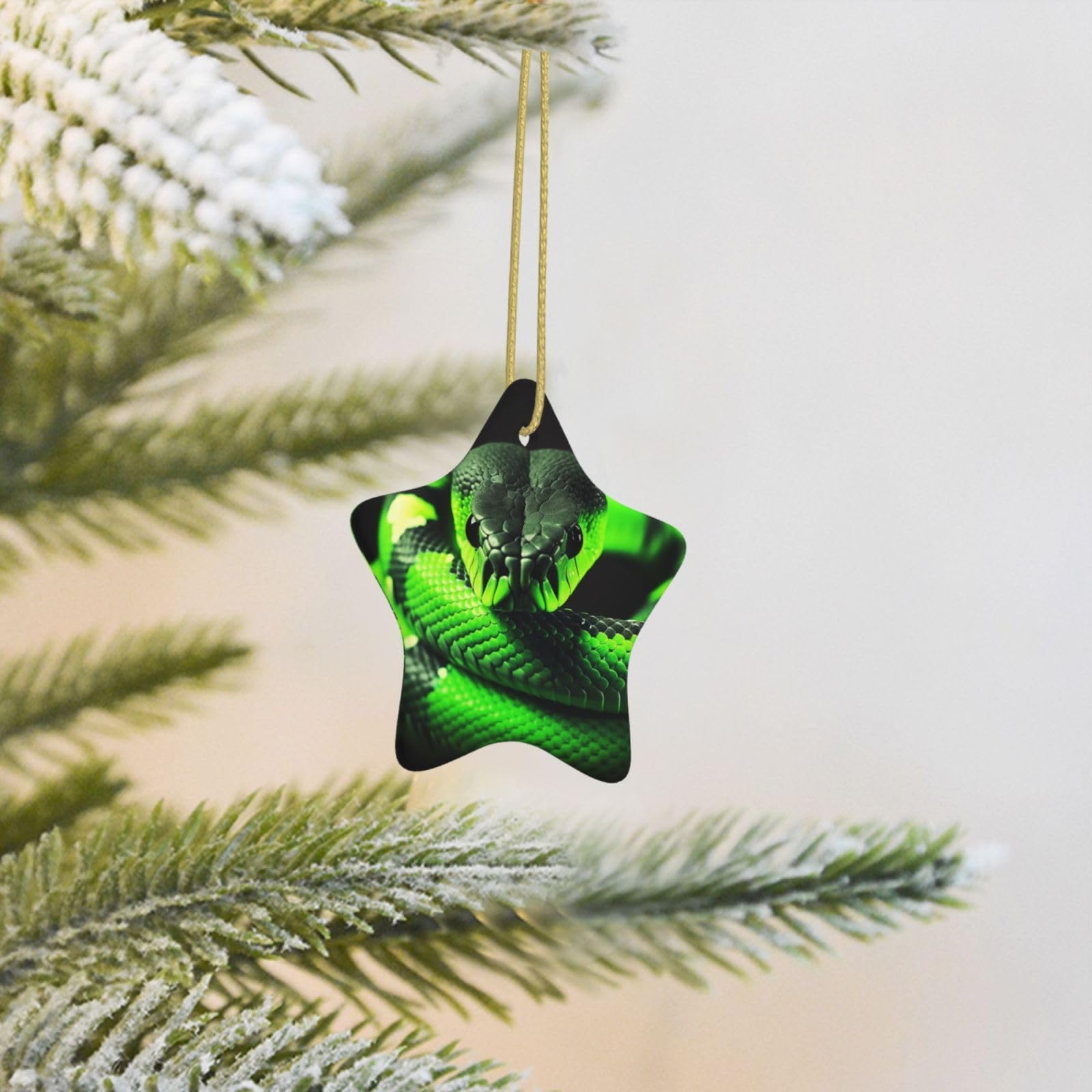Christmas Tree Decoration Hanging Star Ornament 3D Snake Ceramic Ornaments Christmas Tree Decorations Star Pendants for Xmas Tree Winter New Year Wedding Party Supplies