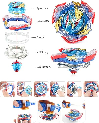 Vista 29 de Bey Battling Tops Burst SuperKing Booster Valkyrie Valkyrie con Bey Launcher y Grip Battle Set Right Spin DB Layer System Gyro Toys Set Regalos