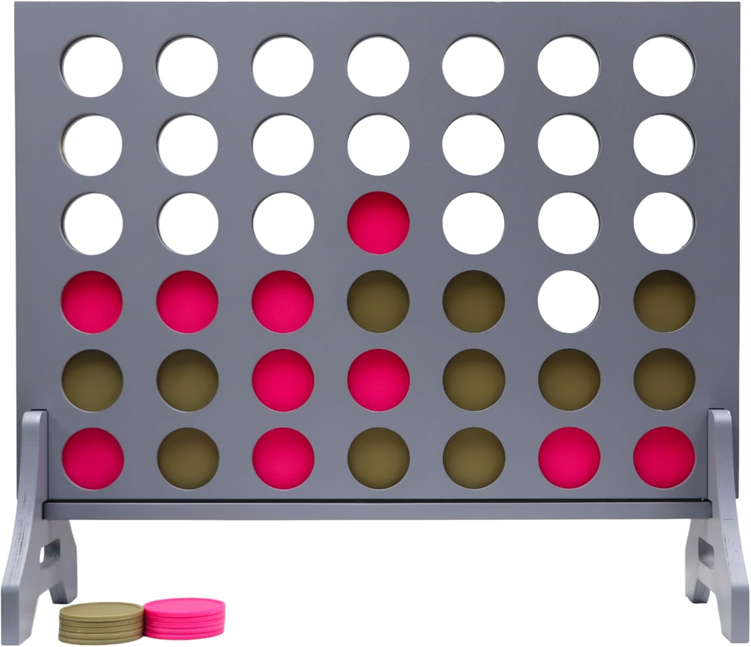 Tailgating Pros Premium Grey Giant Four in a Row with Carrying Case - Jumbo Oversized Outdoor Yard Game - Connect Multiple Pucks in a Row to Win - Many Puck Colors Available!