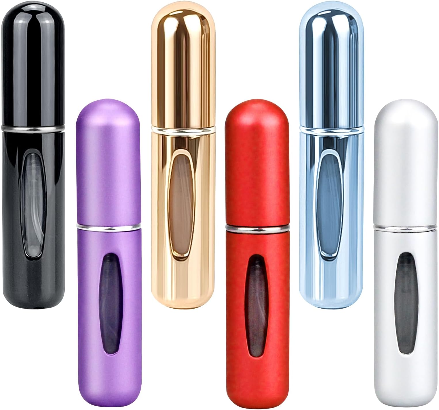 6pcs 5ML Portable Mini Refillable Perfume Atomizer Spray Bottle with 2 Funnel Filler for Travel Purse