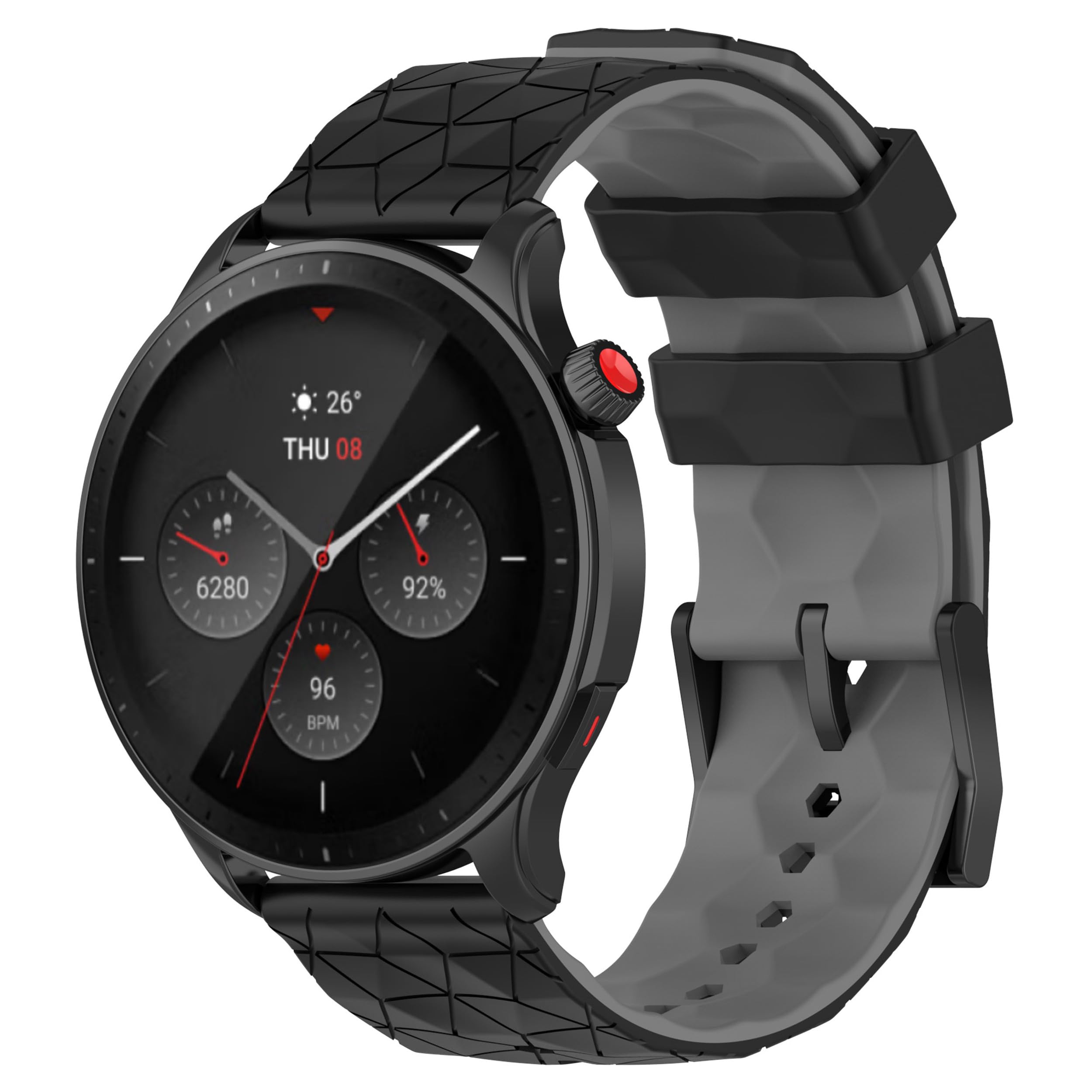 CZhkg 22mm Watch Strap for Suunto 5 Peak/Suunto Vertical Strap, Silicone WatchBand Replacement Wrist Strap Armband Loop Bracelet for Suunto 9 Peak/Suunto 9 Peak Pro/Garmin Venu 2 (black grey)