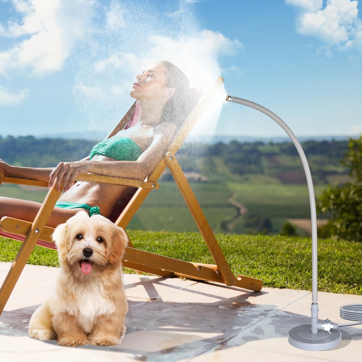 Standing Misting Cooling System for Outside Patio