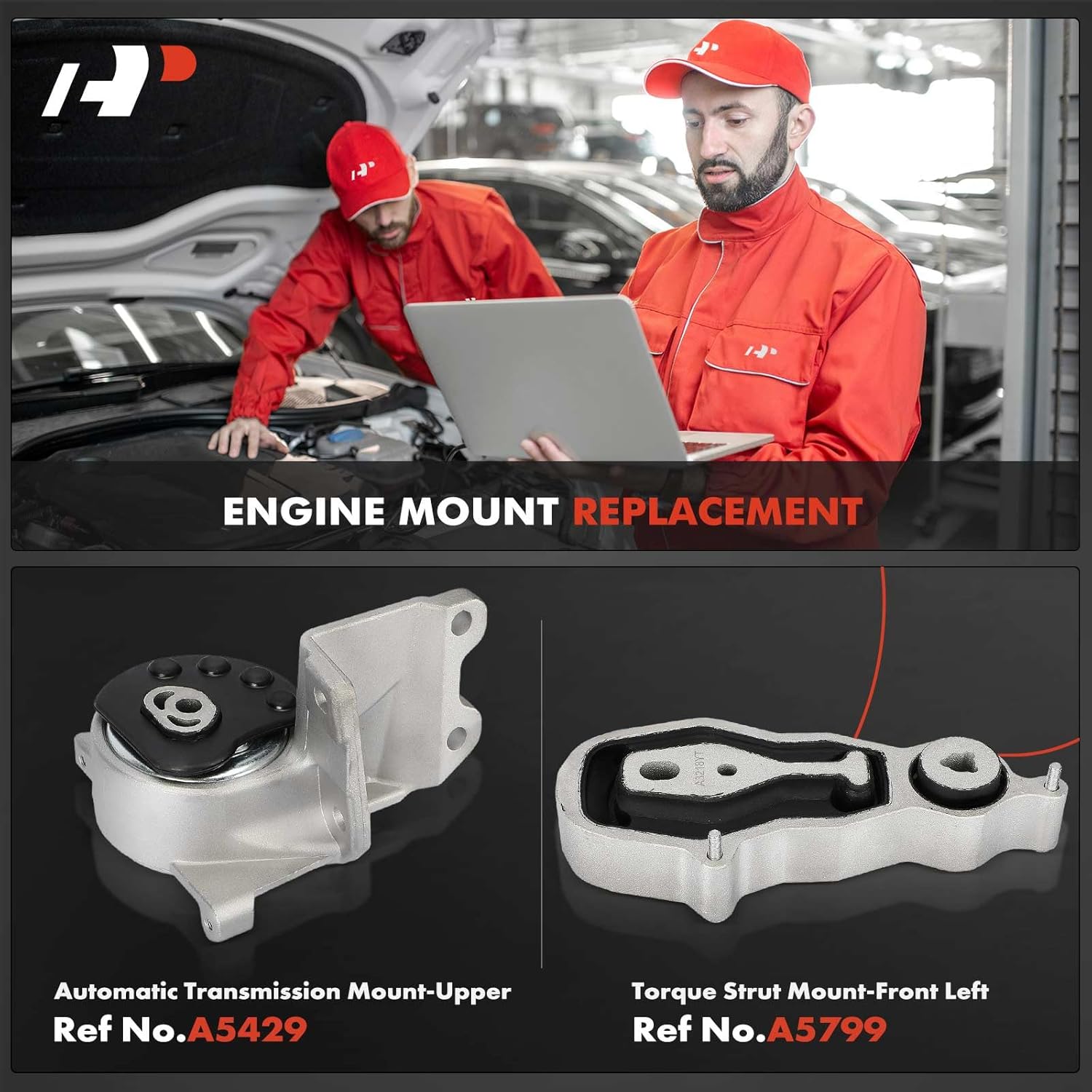 A-Premium 2PCS Upper Transmission Mount Front Left Torque Strut Mount Set Compatible with Ford 2013-2017 Taurus, Police Interceptor Sedan, 2013-2018 Flex, 3.5L 3.7L, Replace# 8G1Z6038C, DG1Z6038D