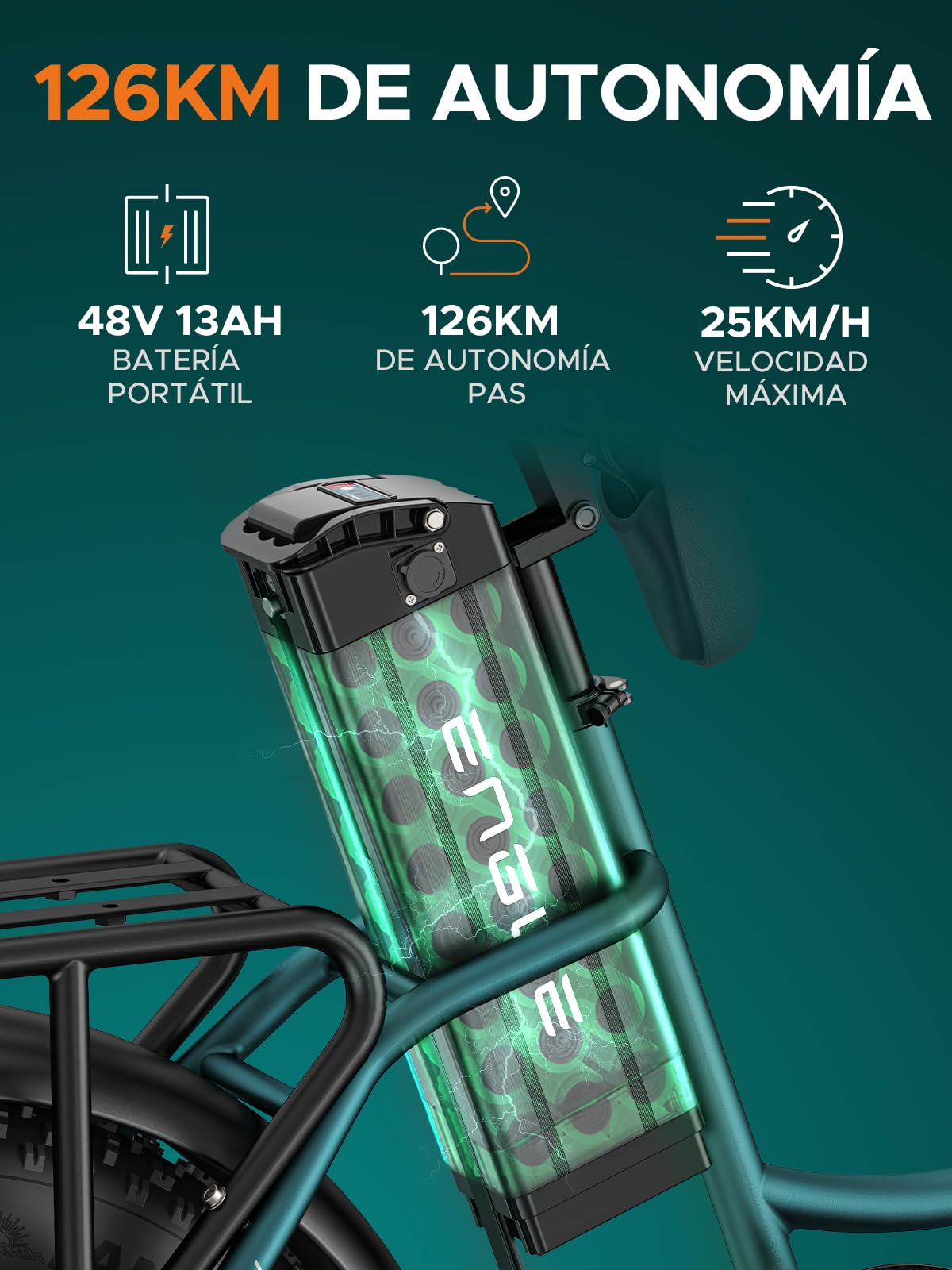 ENGWE L20 Boost Bicicleta Eléctrica para Adultos, 48V 13 Ah Extraíble Batería, Autonomía de hasta 120 km, Neumáticos Anchos de 20 x 4.0, 7 Velocidades