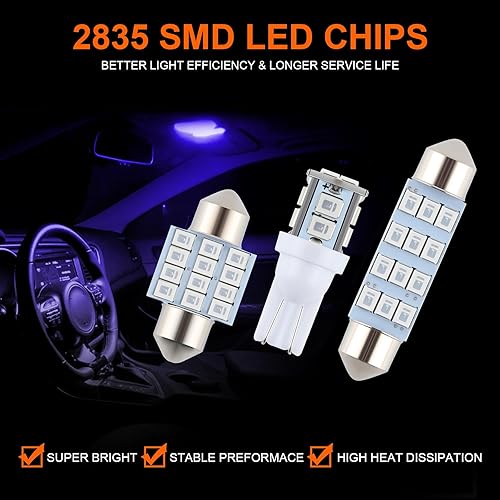 Miniatura 65 de Juego de 24 bombillas LED para interior de automóvil, 194 T10 DE3175 578, 1.220 in, 1.654 in, bombillas de repuesto para el mapa del automóvil