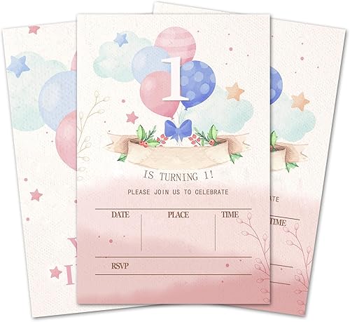 Miniatura 13 de Tarjetas de invitación de cumpleaños con lazo rosa, invitaciones de fiesta de cumpleaños para niñas, decoraciones y suministros para fiestas de