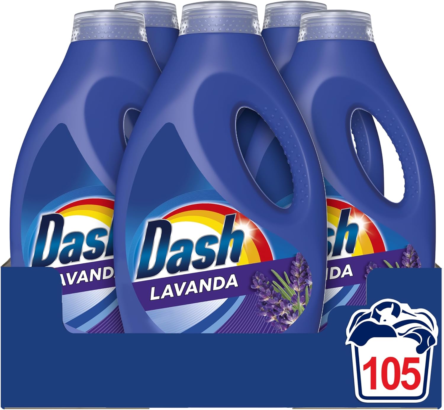 Dash Detersivo Liquido Lavatrice, 105 Lavaggi (21x5), Lavanda, Rimuove Le Macchie, Dona Freschezza, Efficace A Freddo E In Cicli Brevi