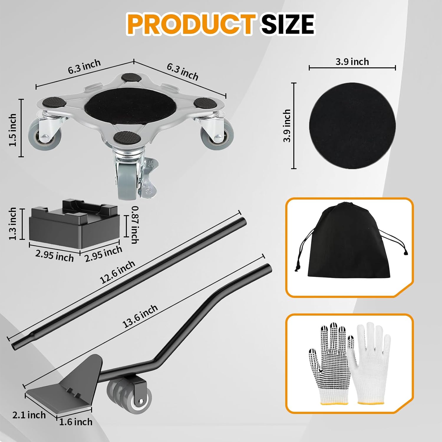 Furniture Dolly, Carbon Steel Panel Furniture Movers with 5 Wheels, Locking 360° Swivel Rubber Casters, Furniture Lifter, Heavy Duty Furniture Sliders, Dolly Kit for Moving Furniture, 3300LBS