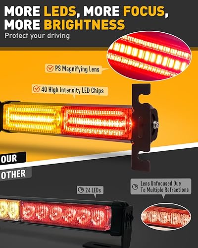 Miniatura 79 de HLauto Barra de luz estroboscópica de emergencia 1002L para asesor de tráfico: luz intermitente de advertencia de seguridad de 40 LED, visera N.° 01
