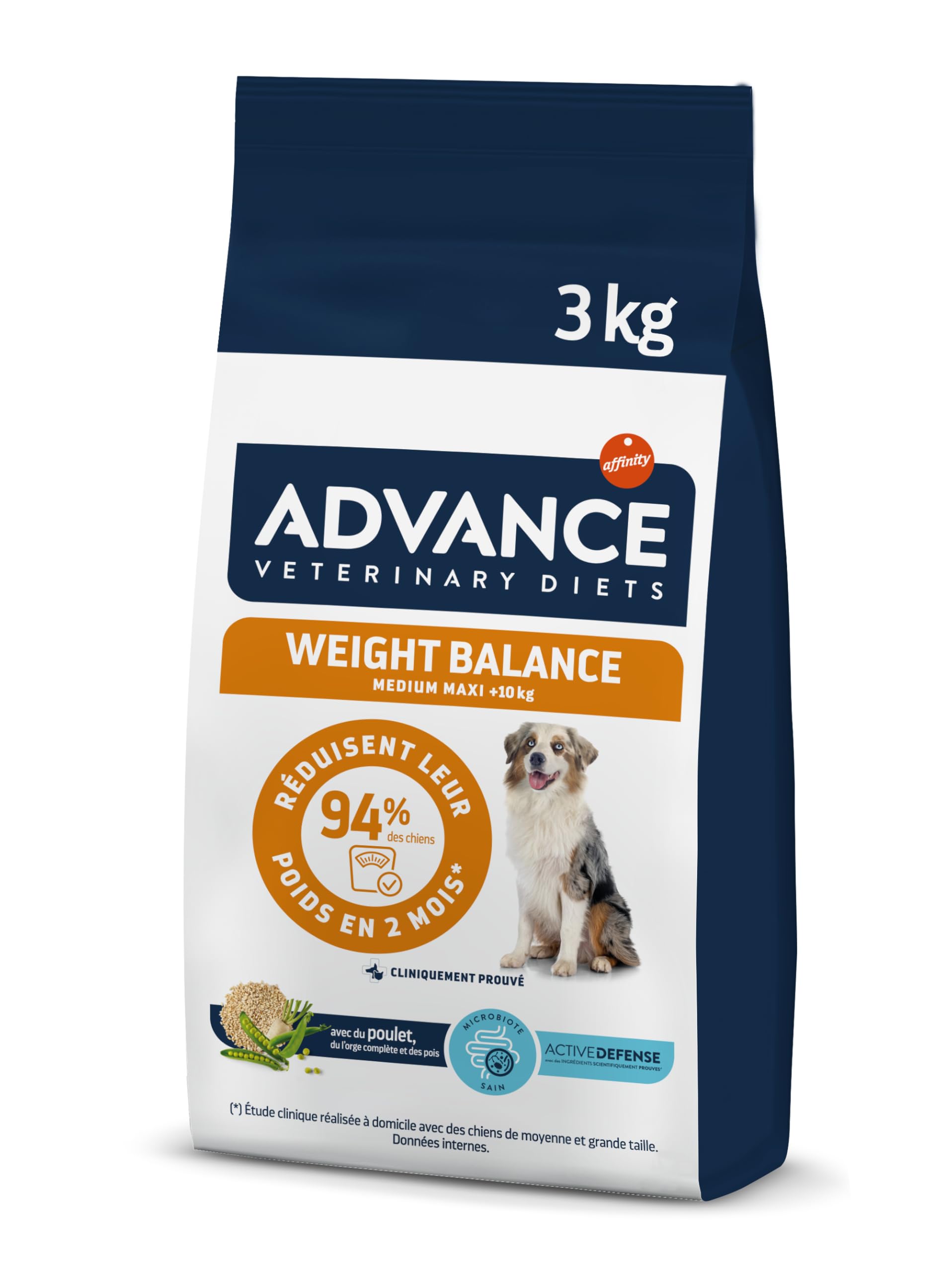 Advance Veterinary Diets Weight Balance Medium & Maxi - Croquettes pour Chiens avec des Problèmes de surcharge pondérale - 3kg