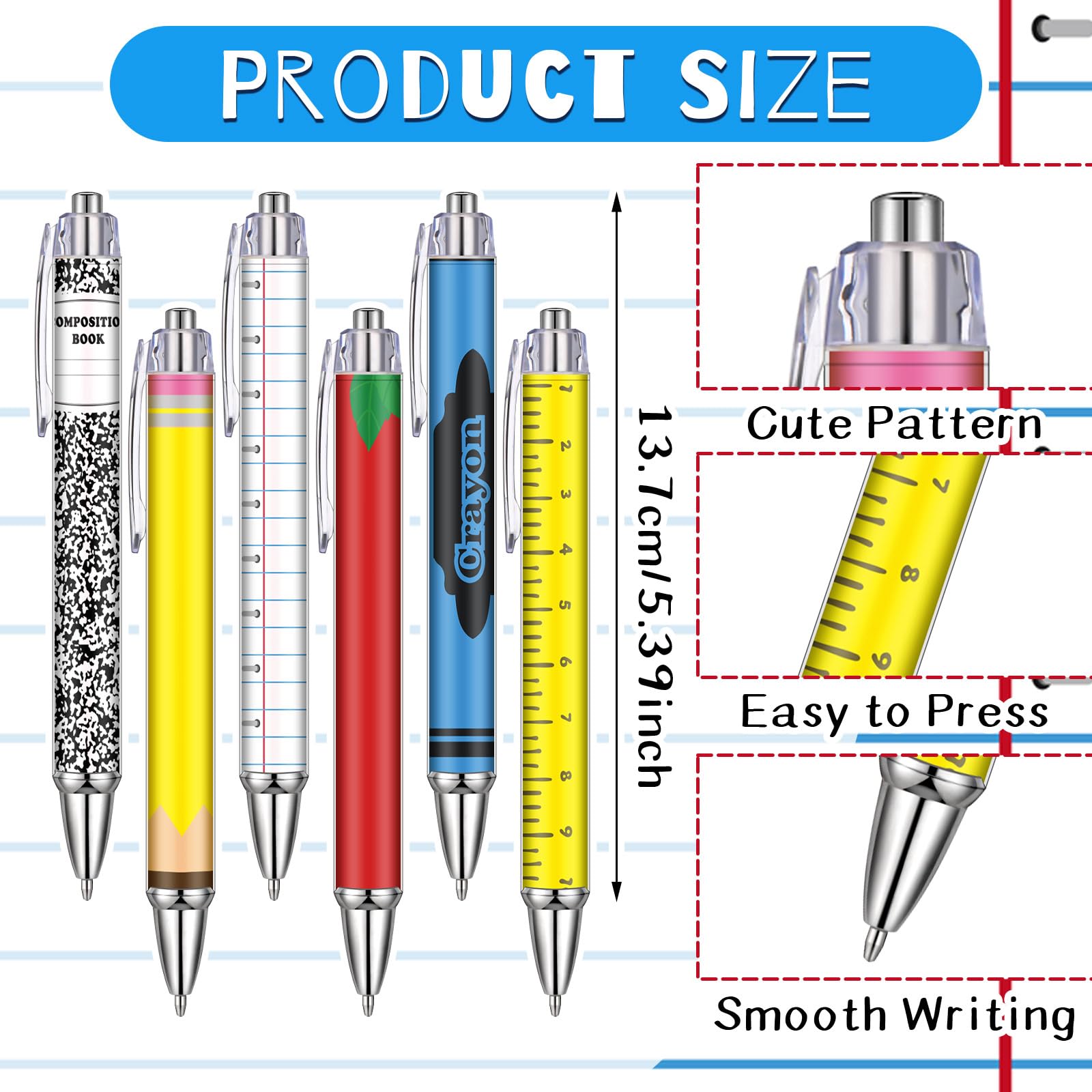 Tenceur Set da 72 pezzi per il rientro a scuola, regalo per insegnanti, 24 pezzi, astuccio per matite, penne a sfera, note adesive, matita, quaderno per pastelli, regalo di ringraziamento per