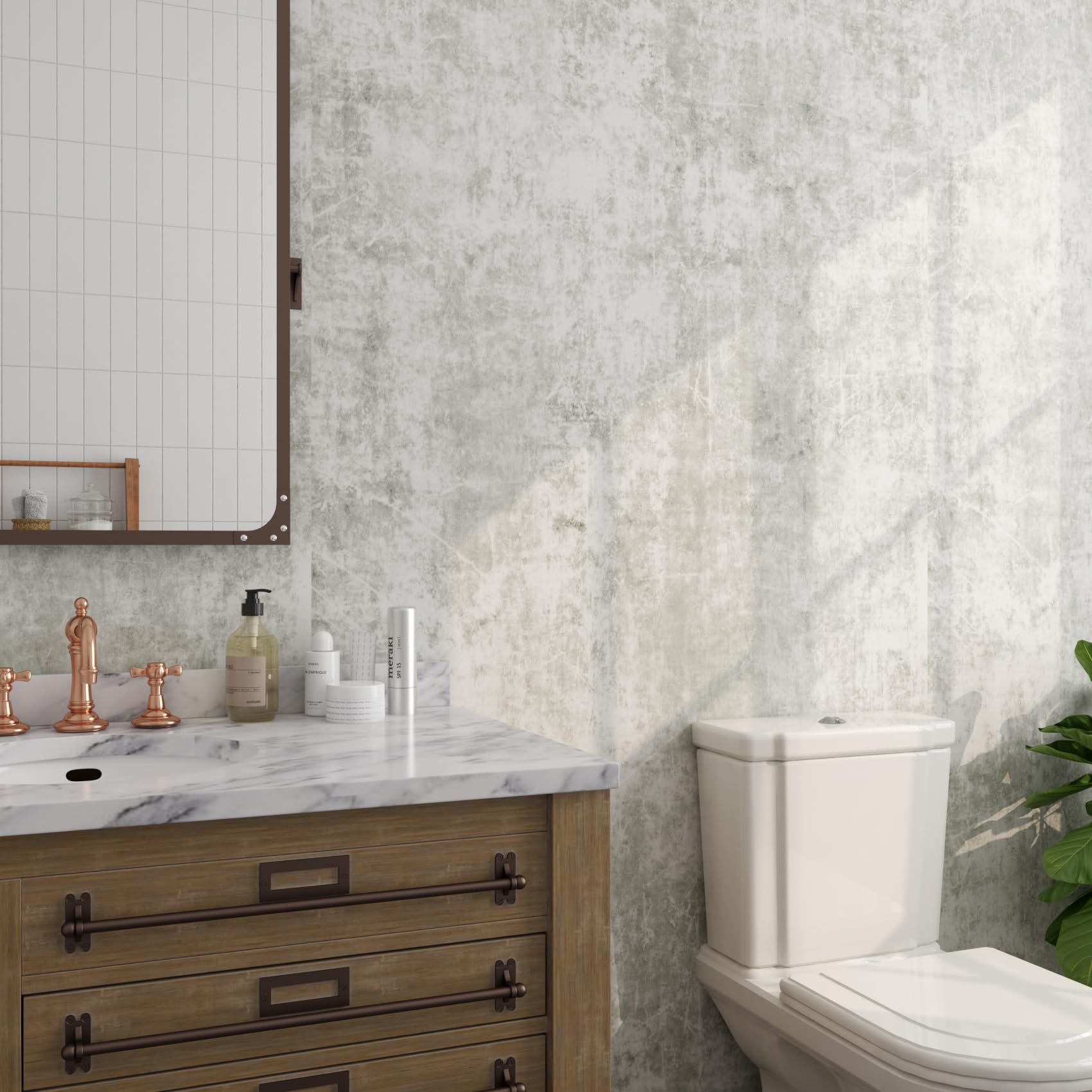 ReWallpaper White Cement Wallpaper for Bedroom Thicken 40CM×7M Light Grey Concrete Wallpaper for Living Room Vintage Vinyl Wrap for Kitchen Cabinets Wall Paper Roll Bathroom Waterproof - Image 3