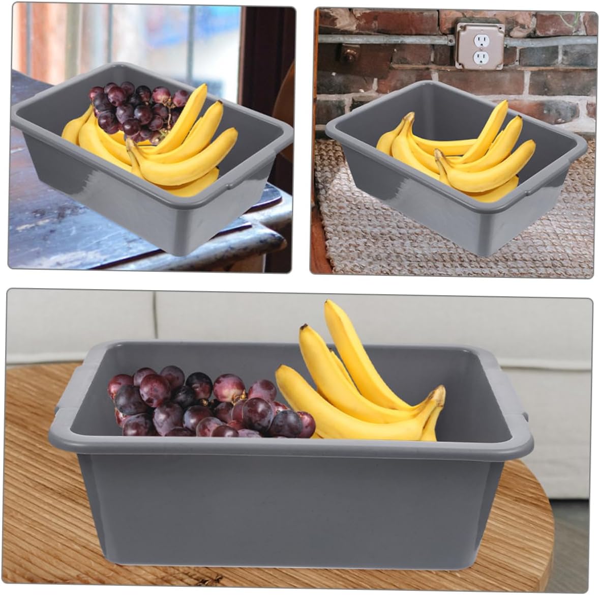2pcs Multipurpose Rectangular Plastic Bus Tub with Handles for Home and Restaurant Use Utility Tote Wash Basin Commercial Storage Container