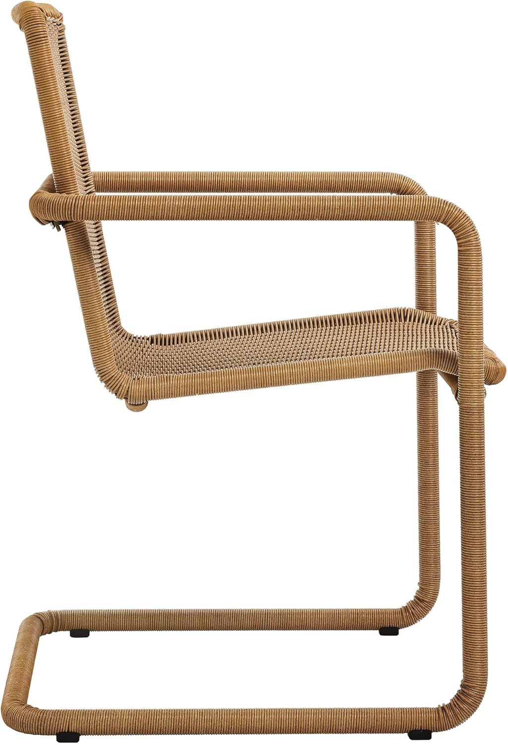 Modway Abacus Outdoor Wicker Dining Chairs Set of 2 in Natural-Wicker Patio Chairs w/Cantilever Steel Frame - All-Weather Modern Mid Century Accent Chairs - Outdoor Rattan Chairs w/Armrest