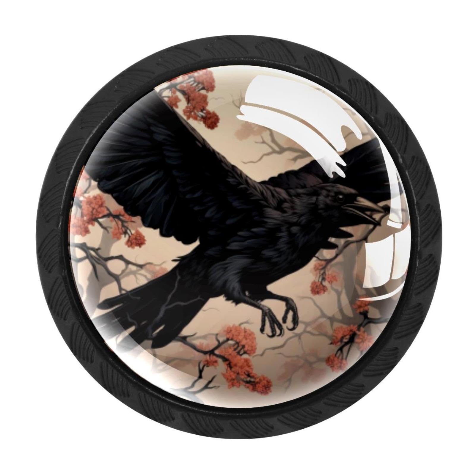 Chenzzzz Multicolored 08 4 Pack Crow Dresser Drawer Cabinet Knobs Black Round Drawer Knob Pull Handle With Screws For Kitchen Wardrobe Cupboard Furniture Decor