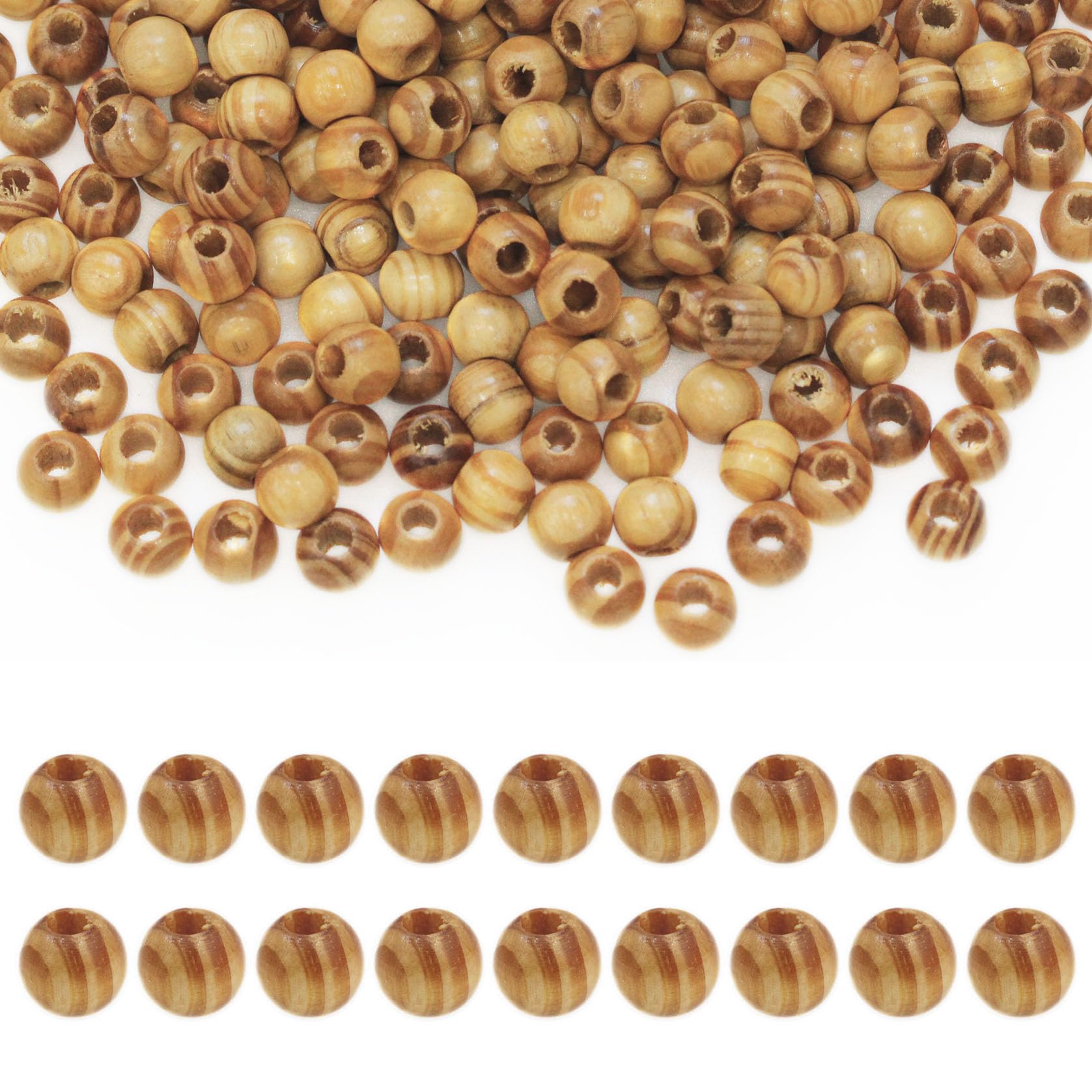 Perles en bois naturel de 12 mm pour macramé et loisirs créatifs DIY